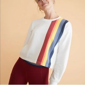 Marine Layer Rainbow/Multi Stripe Tate Crop Sweatshirt